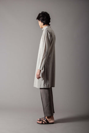Andaaz Lattice Kurta Handspun Handwoven Cotton Grey Chambray