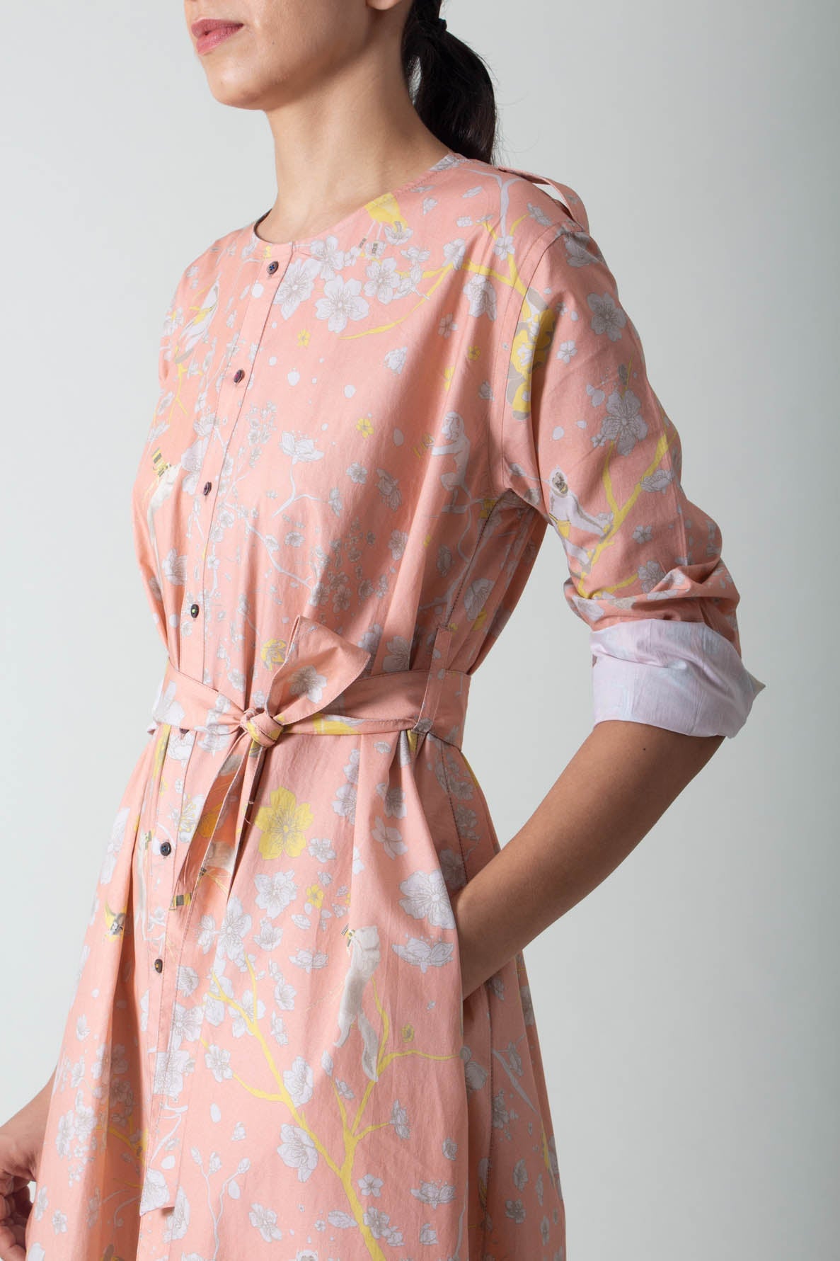 Salmon Forest Blossom Sundress in Poplin