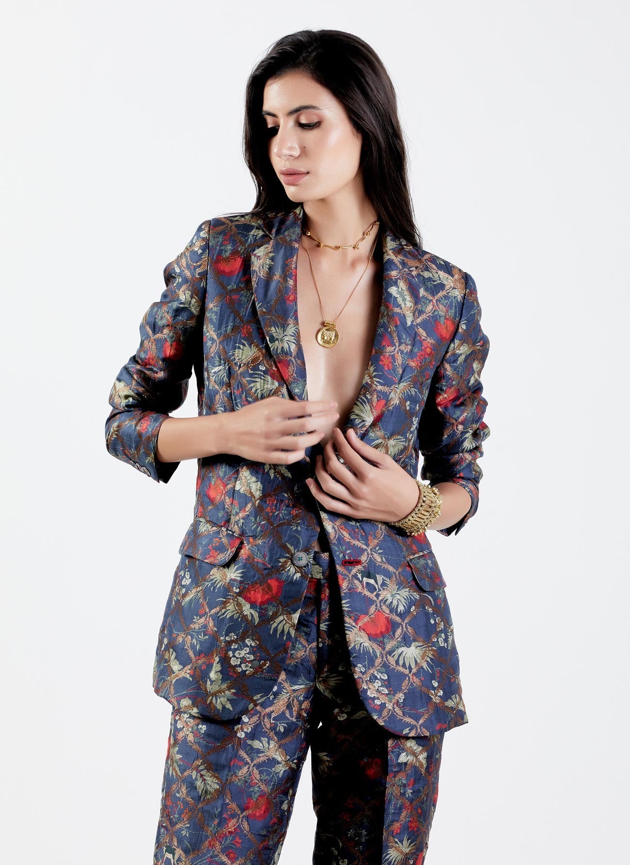 Rana Blazer Silk Brocade Berry