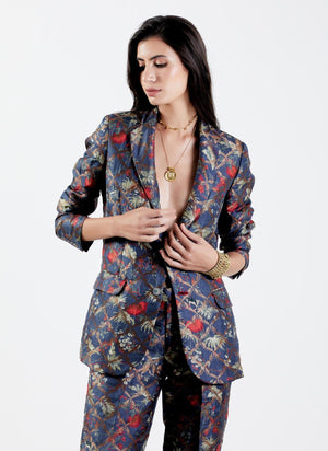 Rana Blazer Silk Brocade Berry