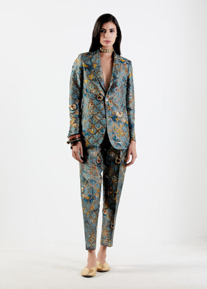 Classic Trouser Silk Brocade Mist