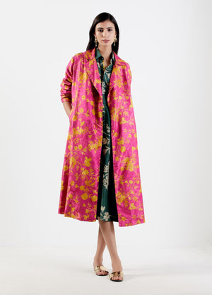 Long Coat Silk Damask Rani
