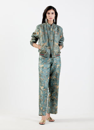 Janbaaz Bomber Jacket Silk Damask Mist