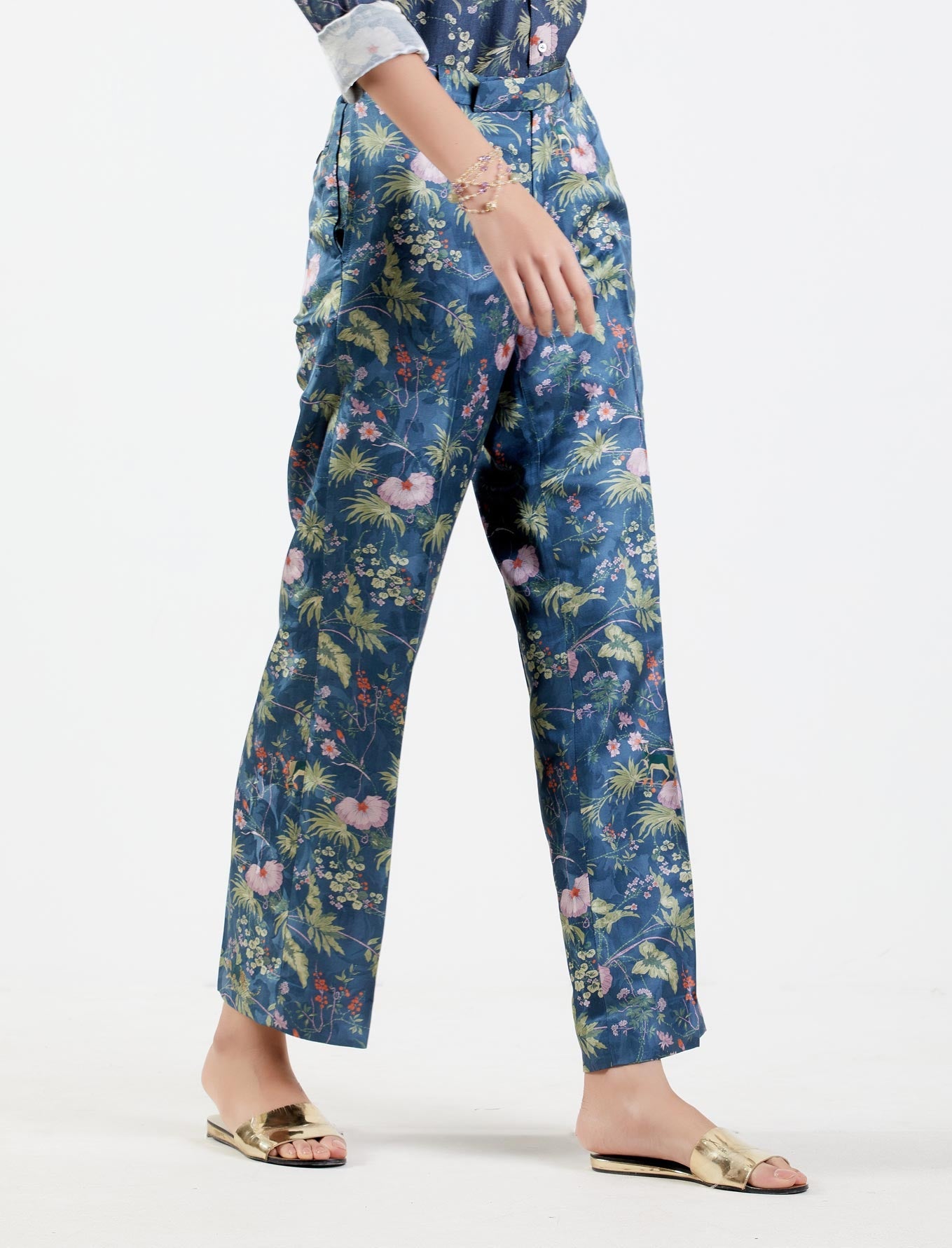 Straight Fit Trouser Silk Damask Midnight