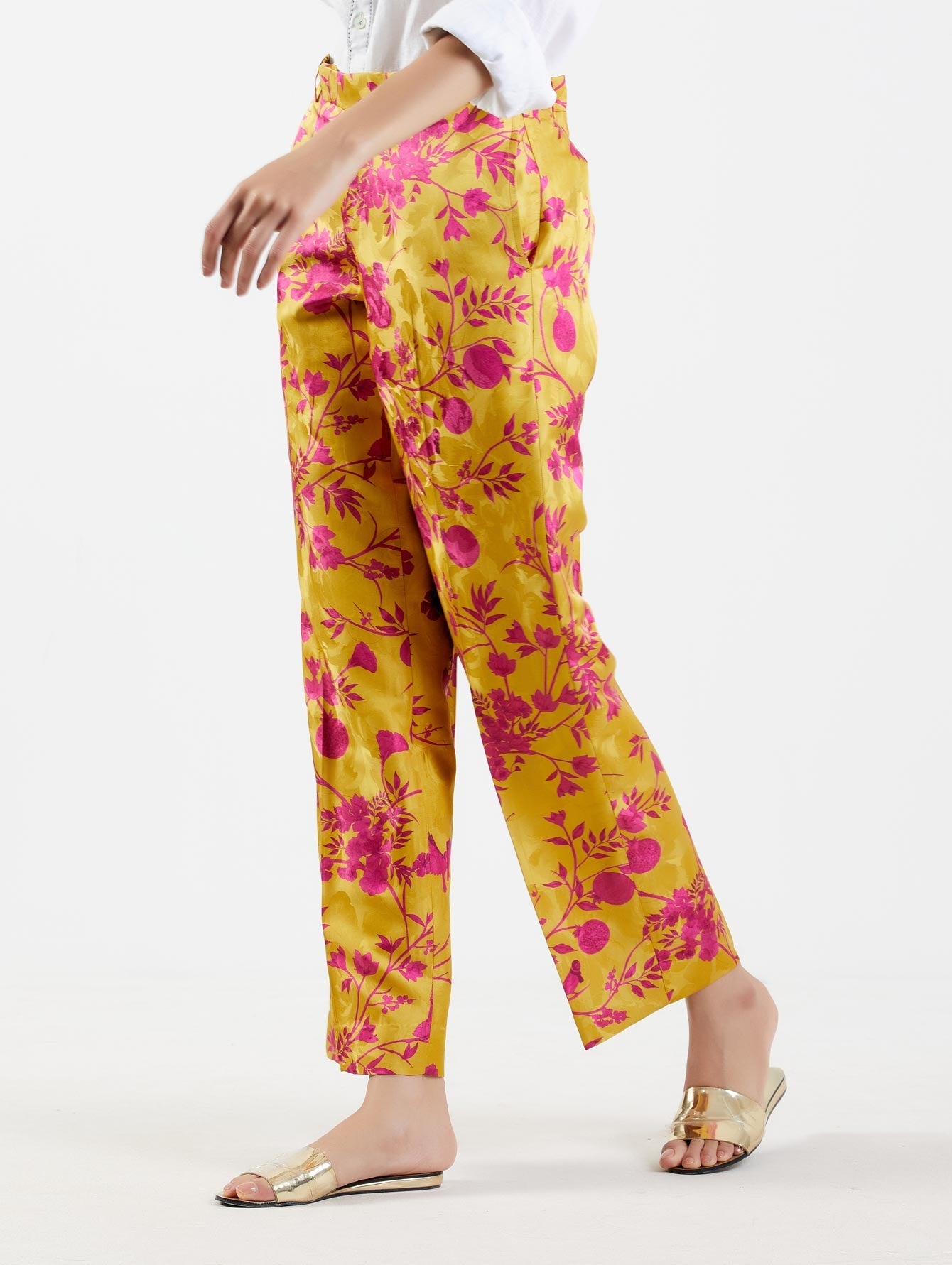 Straight Fit Trouser Silk Damask Sorbet