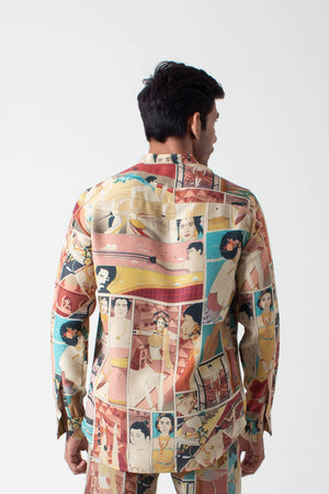 Classic Shirt Muga Satin Coral