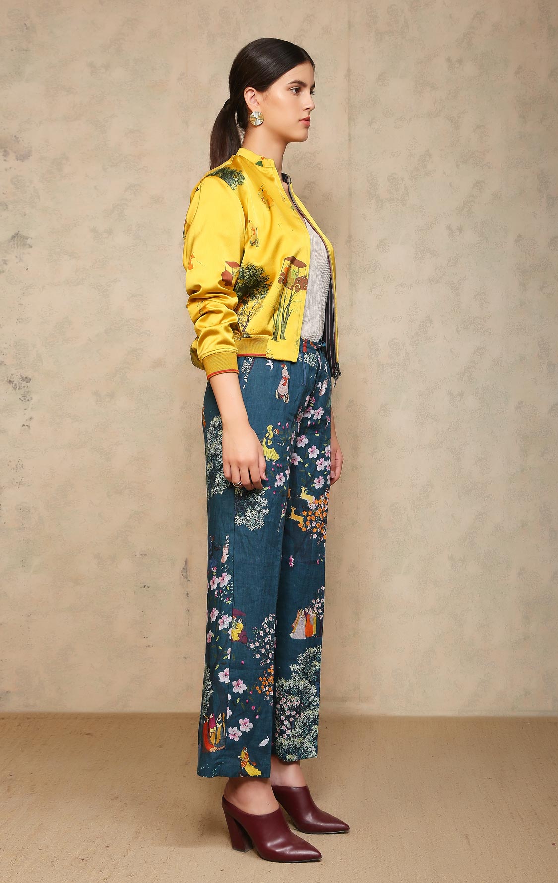 Royal Within Janbaaz Bomber Mustard Satin Silk
