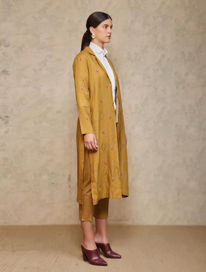 Long Coat Linen Mustard