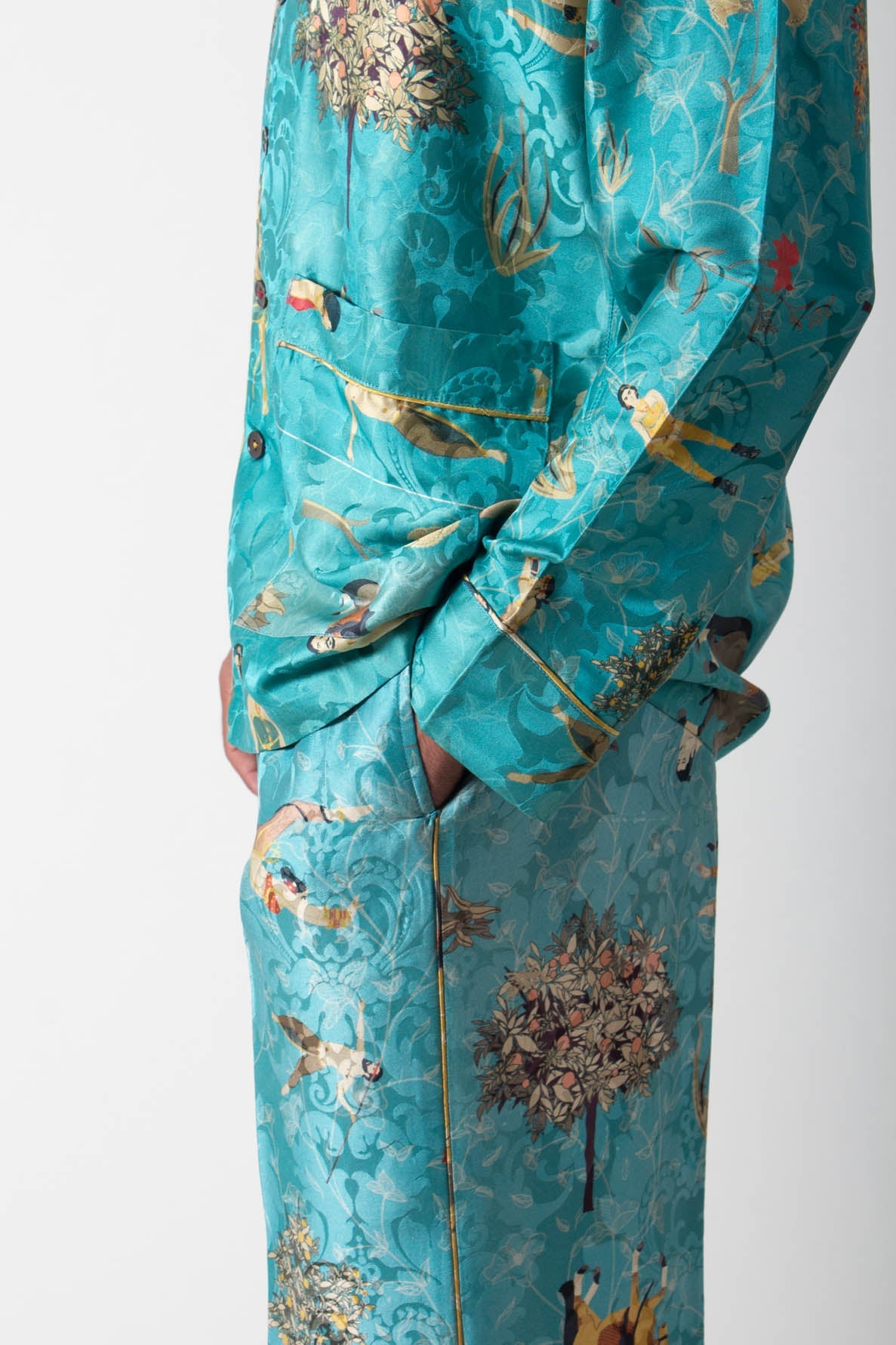 Libaas Pyjama Silk Damask Turquoise