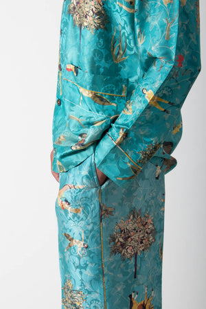 Libaas Pyjama Silk Damask Turquoise
