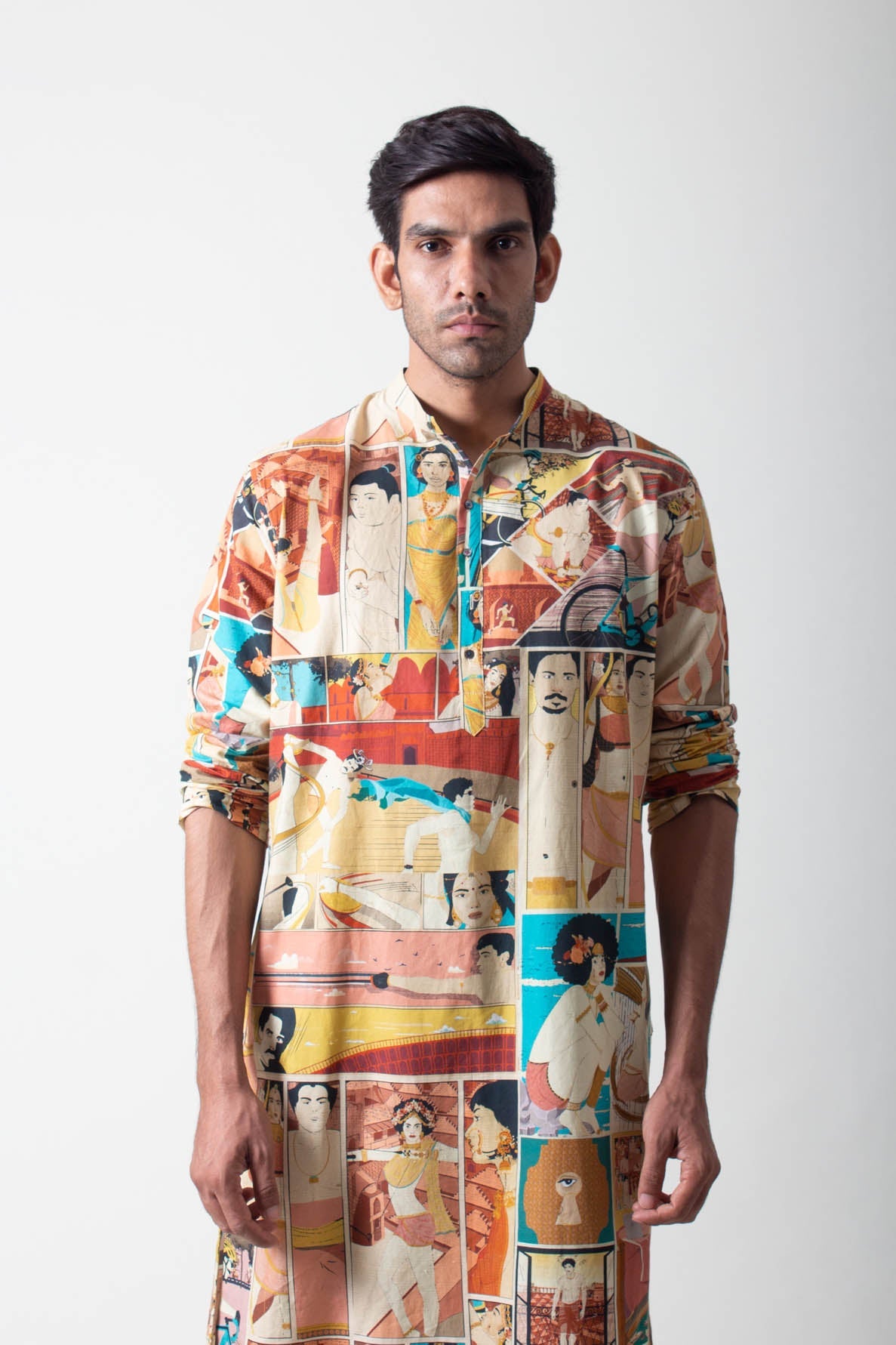 Bade Miyan Kurta Cotton Dt Coral