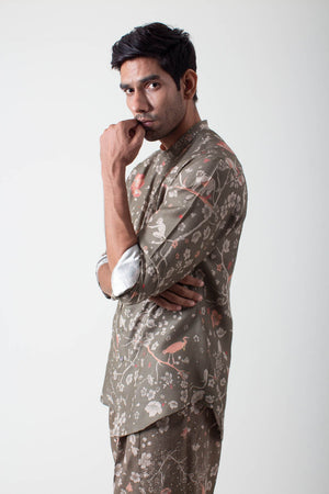 Classic Shirt Muga Satin Grey