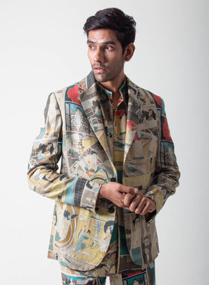 Comic Rana Blazer Linen Turquoise