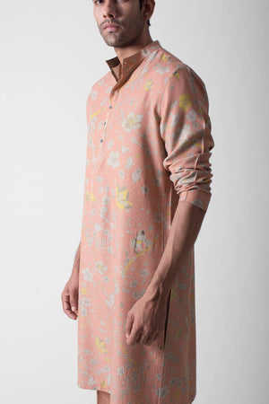 Bade Miyan Kurta Muga Satin Silk Salmon
