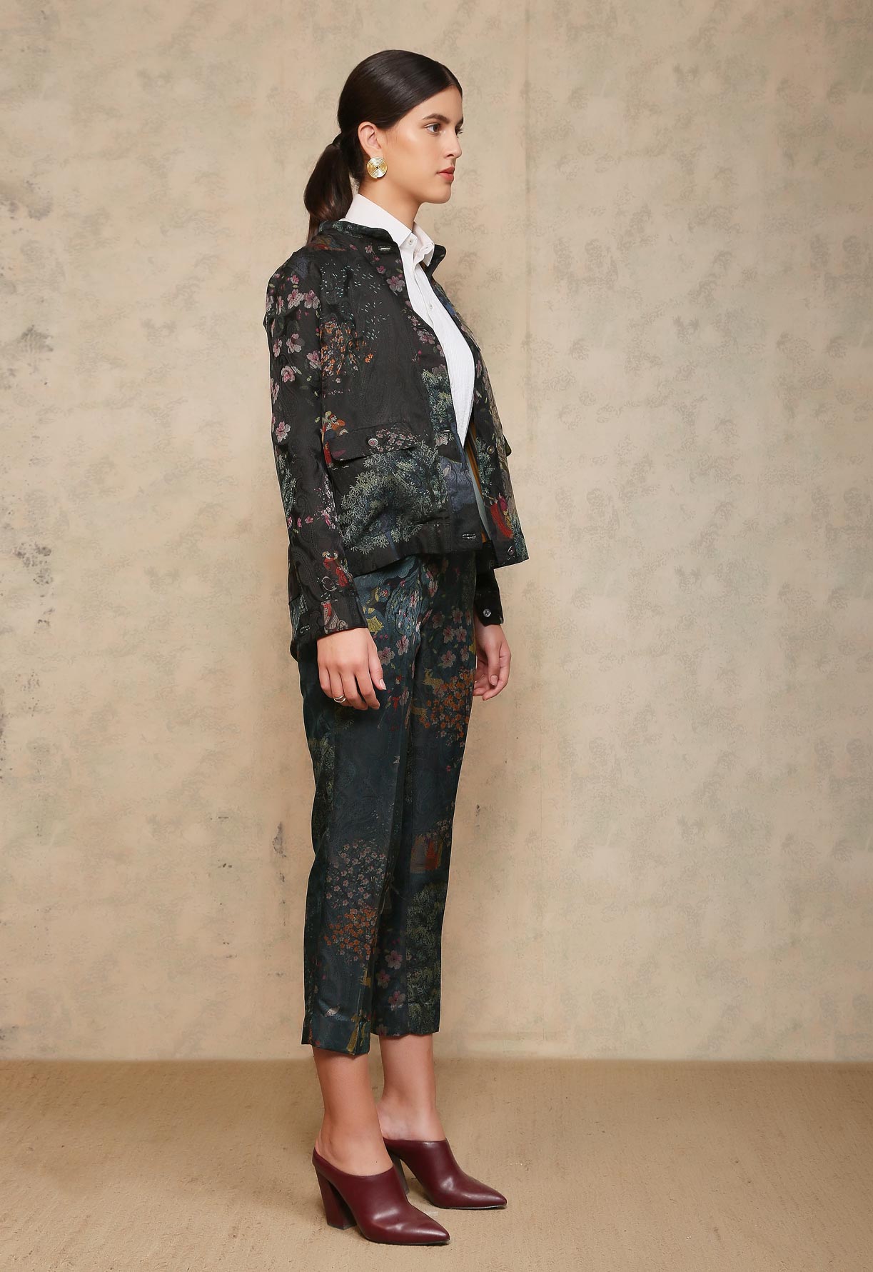 Royal Within Flap Pocket Jacket Black Silk Damask