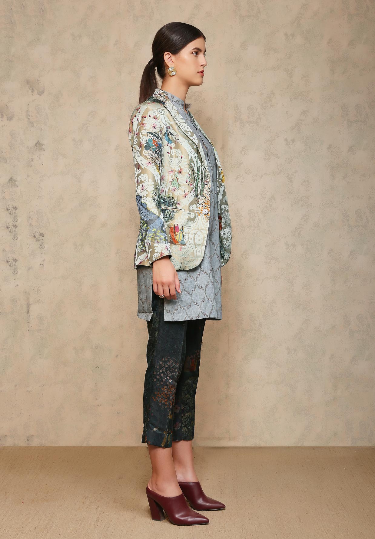 Rana Blazer Silk Damask Monsoon Cloud