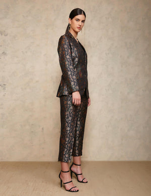 Rana Blazer Silk Brocade Navy