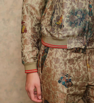 Royal Within Janbaaz Bomber Beige Silk Damask