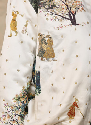 Royal Within Embroidered Janbaaz Bomber White Satin Silk