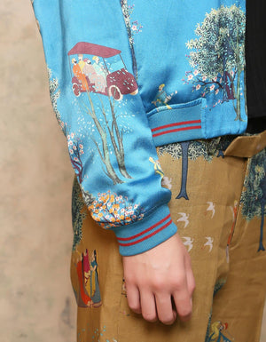 Janbaaz Bomber Jacket Satin Silk Turquoise