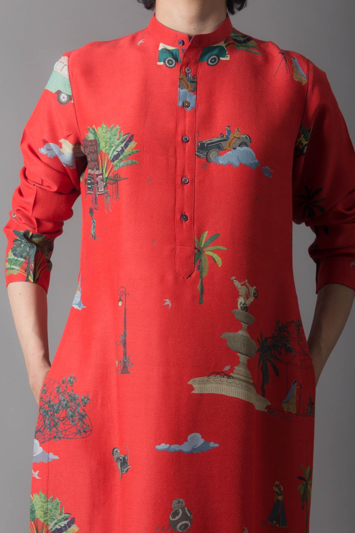 Bade Miyan Kurta Muga Satin Orange