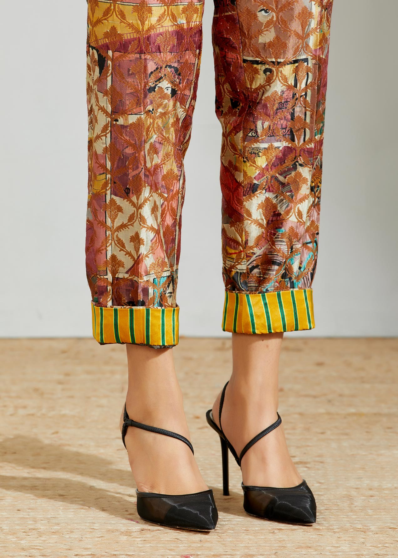 Classic Trouser Silk Brocade Coral