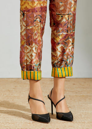 Classic Trouser Silk Brocade Coral