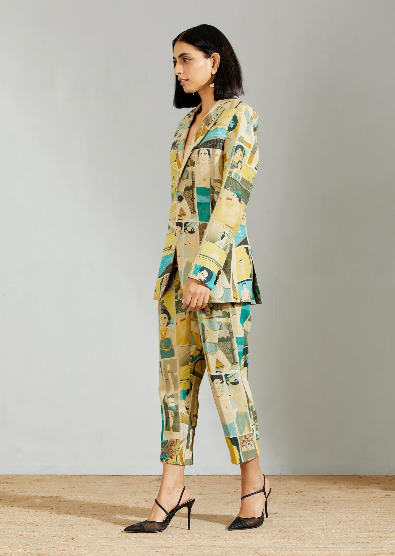 Rana Blazer Linen Turquoise