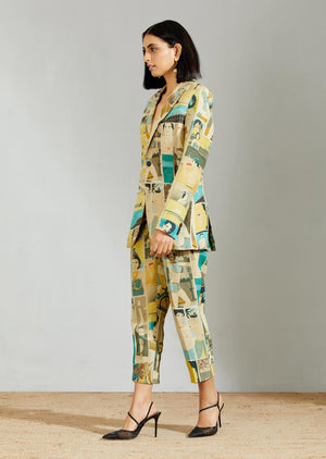 Rana Blazer Linen Turquoise