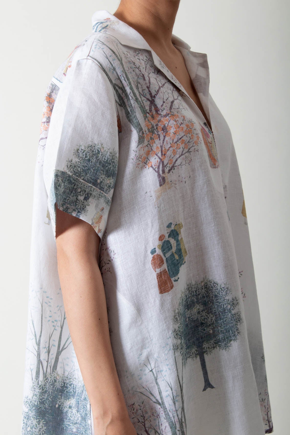 Royal Within Oversized Cuban Collar Shirt White Linen