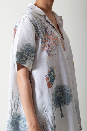 Royal Within Oversized Cuban Collar Shirt White Linen