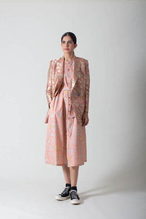 Salmon Forest Blossom Sundress in Poplin