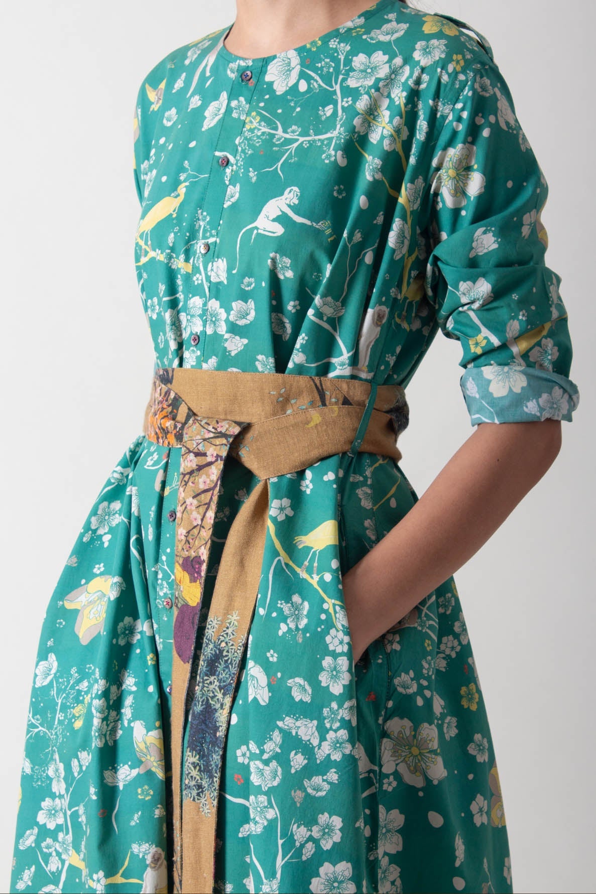 Green Forest Blossom Sundress in Poplin