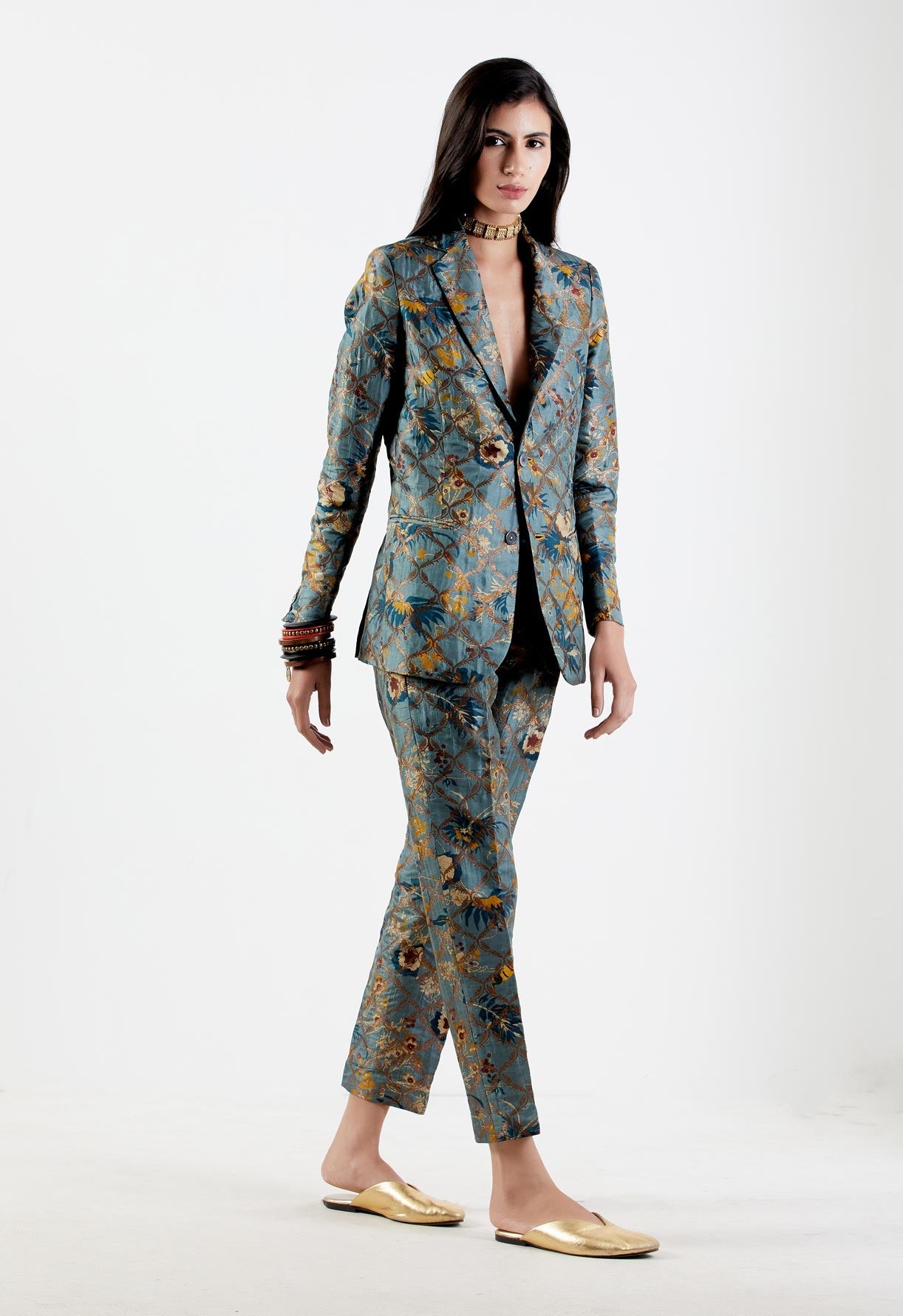 Classic Trouser Silk Brocade Mist
