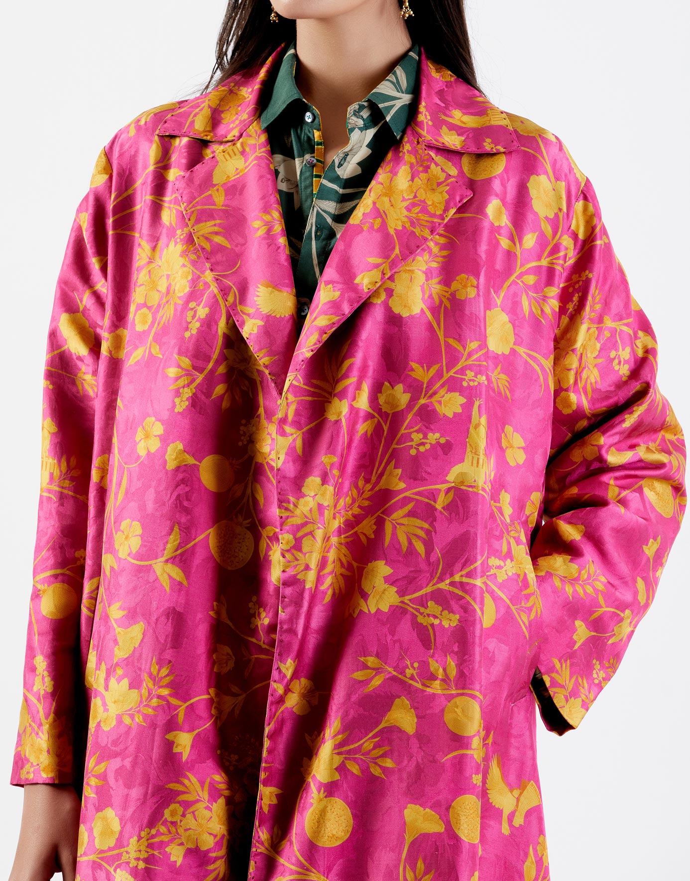 Long Coat Silk Damask Rani
