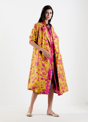 Long Coat Silk Damask Sorbet