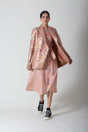 Salmon Forest Blossom Sundress in Poplin