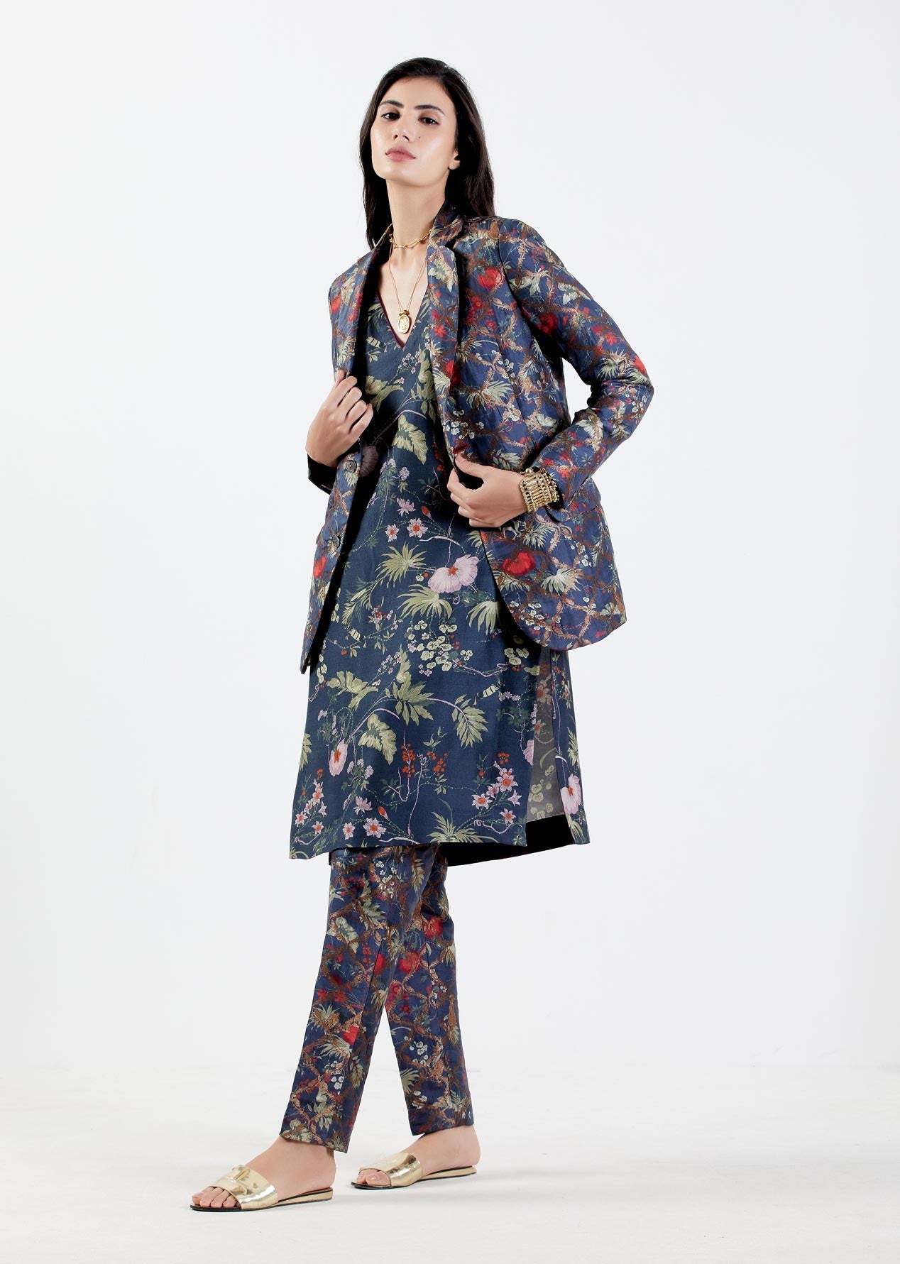 Rana Blazer Silk Brocade Berry