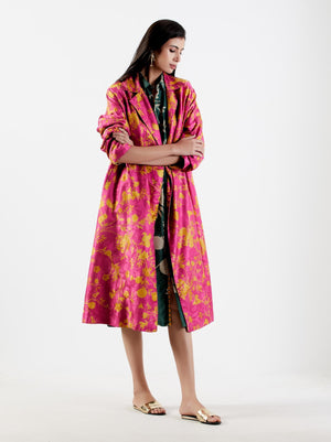 Long Coat Silk Damask Rani