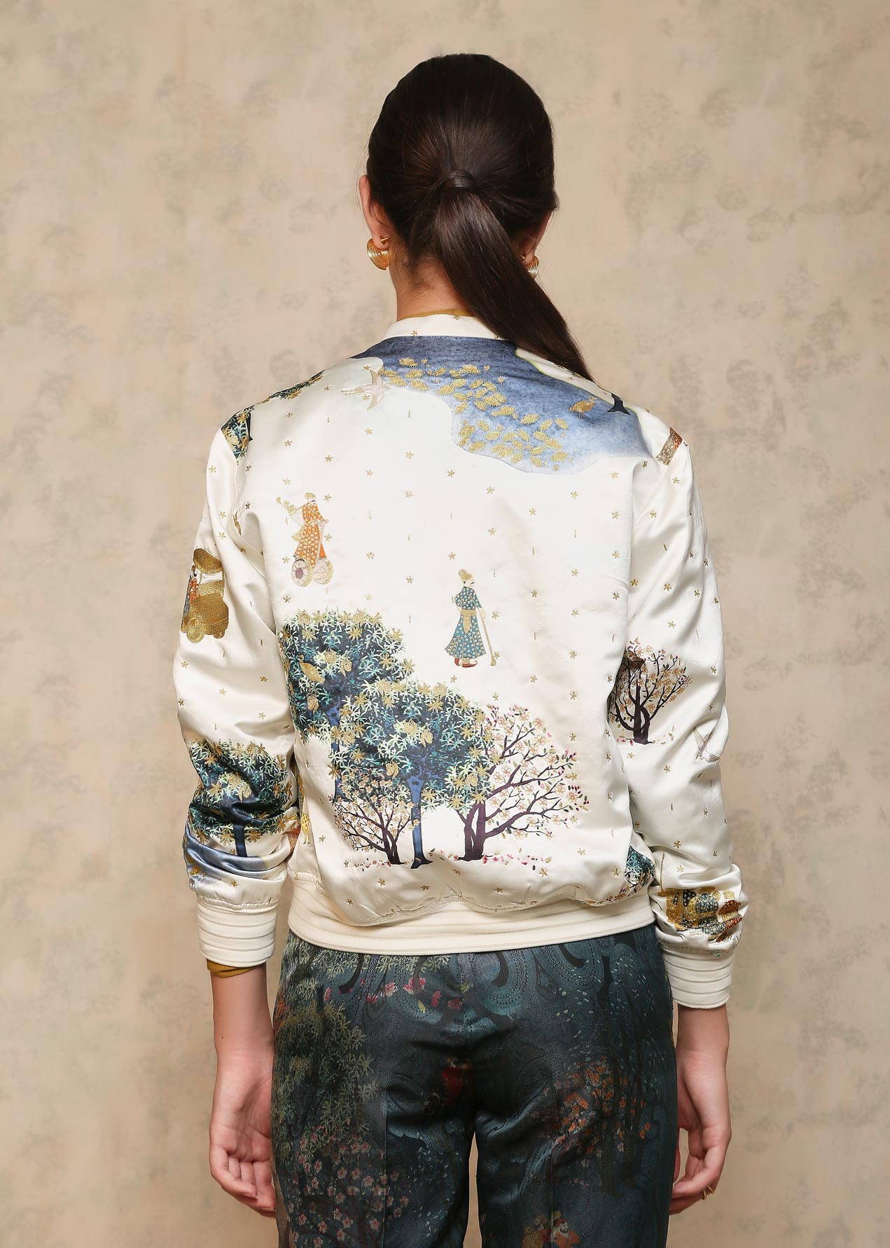 Royal Within Embroidered Janbaaz Bomber White Satin Silk