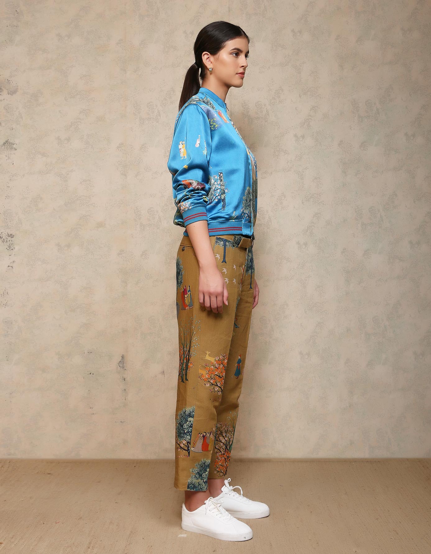 Janbaaz Bomber Jacket Satin Silk Turquoise