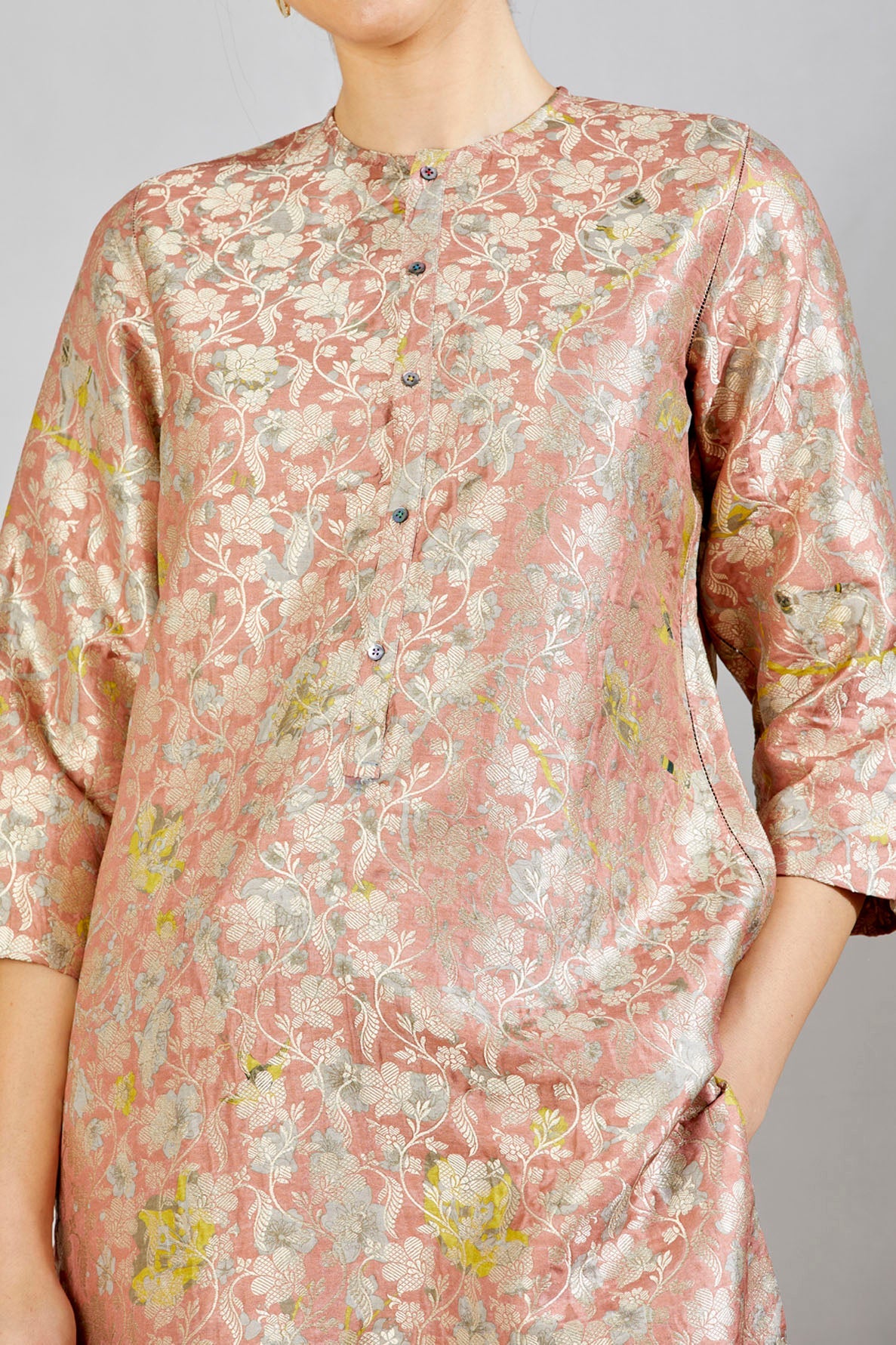 Bade Miyan Kurta Silk Brocade Salmon