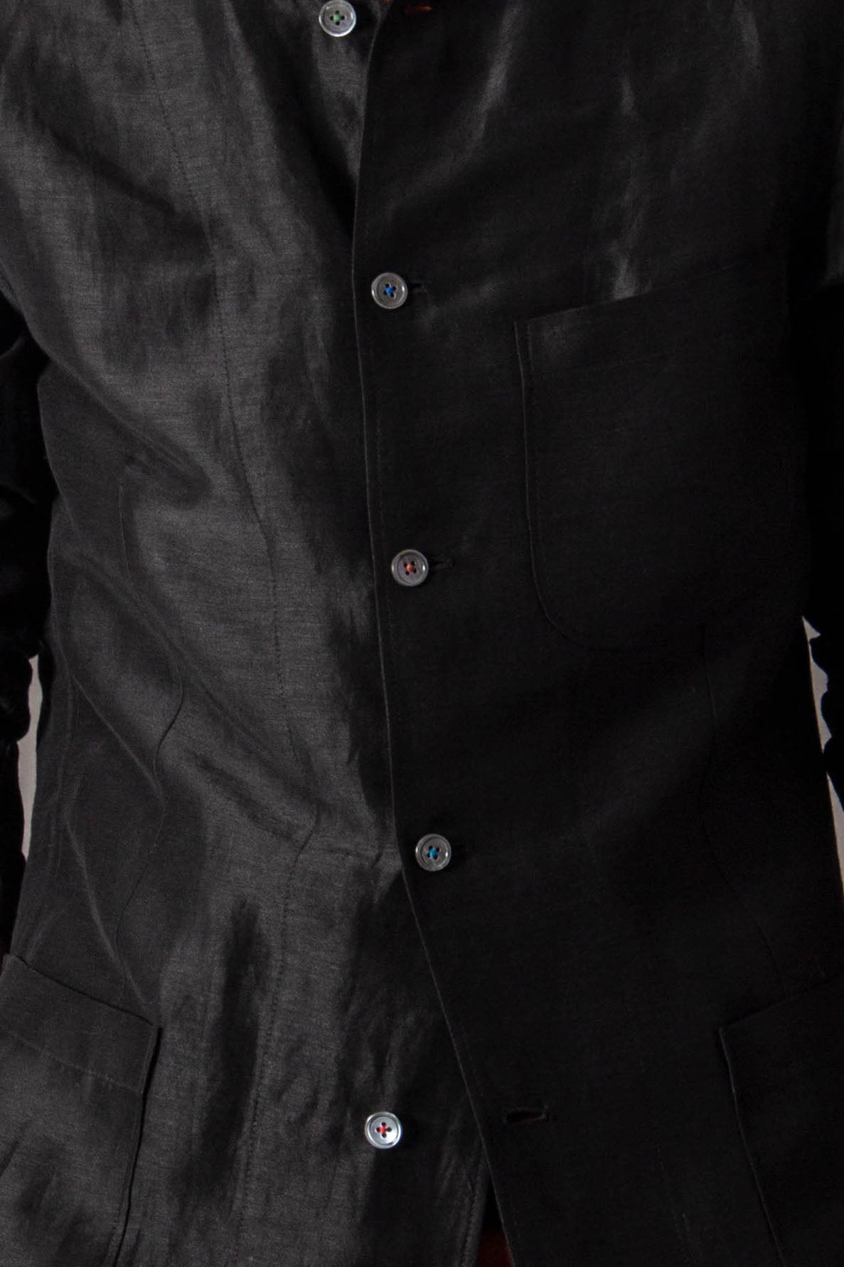 Bandhgala Satin Linen Black