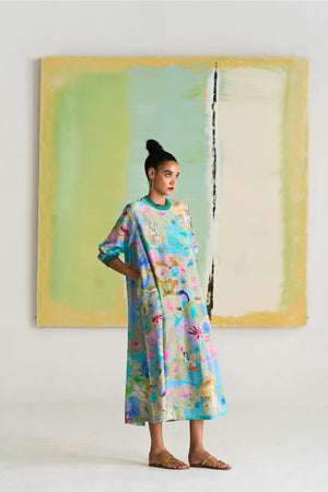 Full Sleeved Rozana Dress Cotton Silk Purple