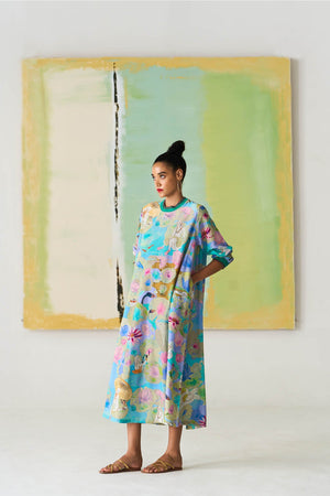 Full Sleeved Rozana Dress Cotton Silk Purple