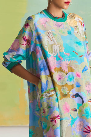Full Sleeved Rozana Dress Cotton Silk Purple