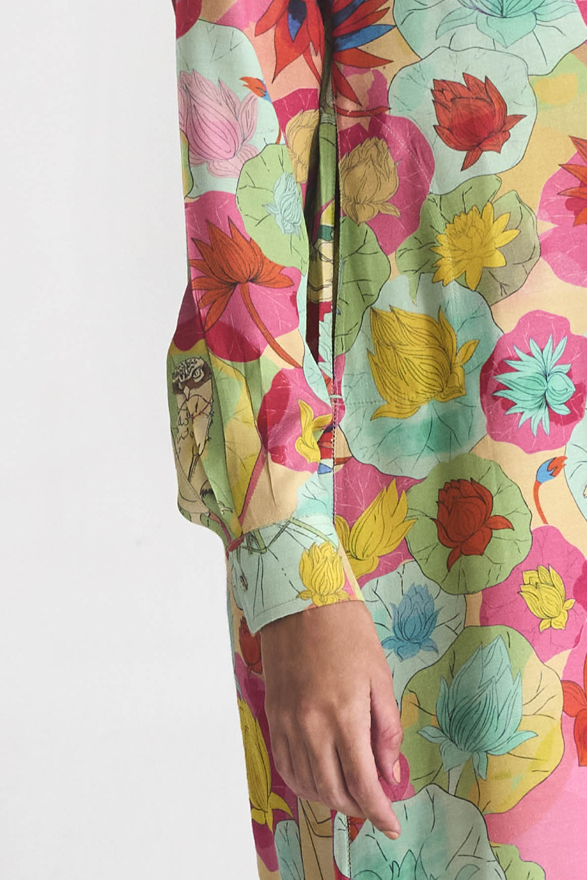 Fresco Shirt Dress Fuchsia in Muga Satin Silk