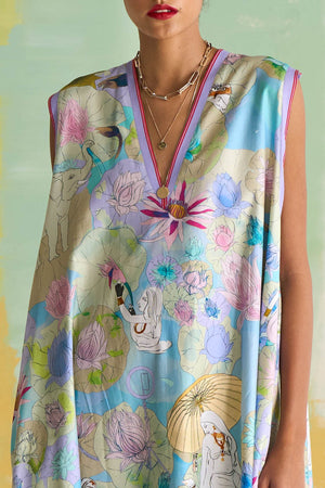 Sleevless Rozana Dress Cotton Silk Purple