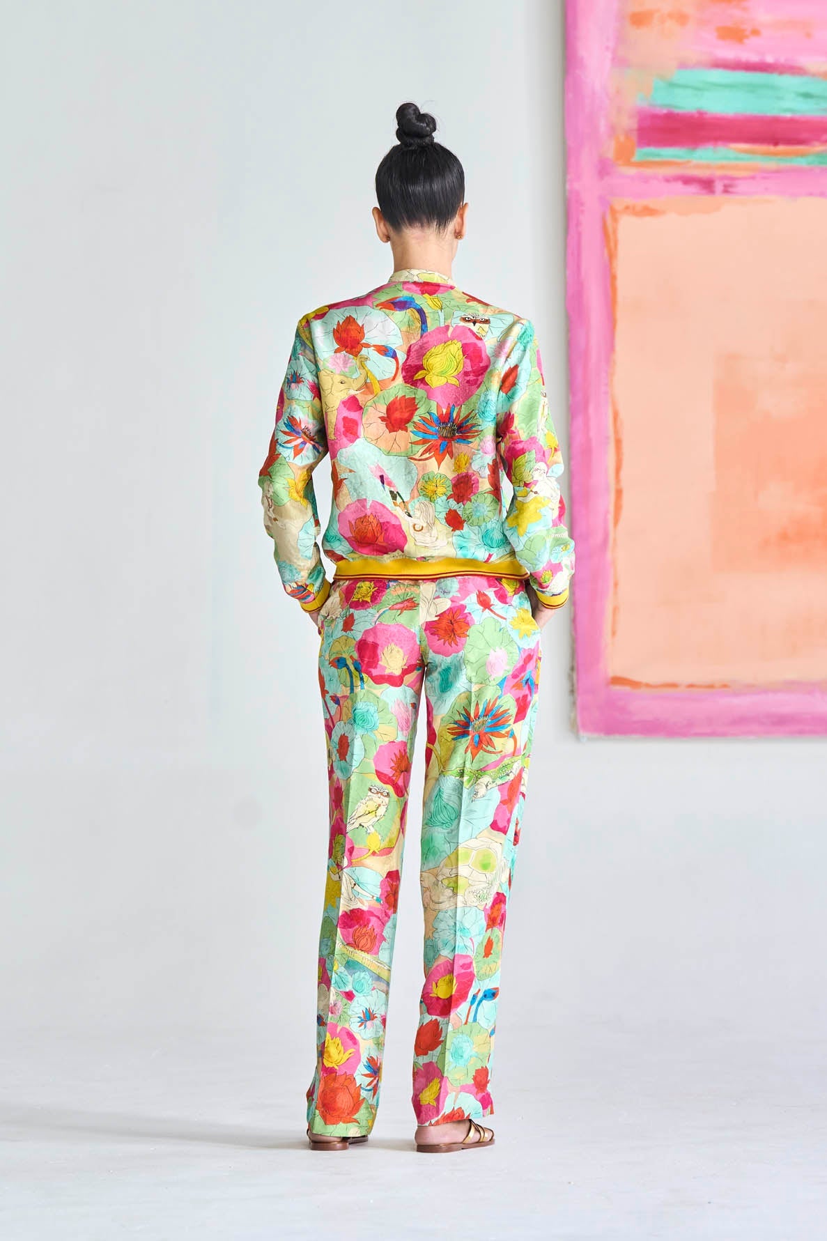 Jaanbaaz Bomber Jacket Silk Damask Fuchsia