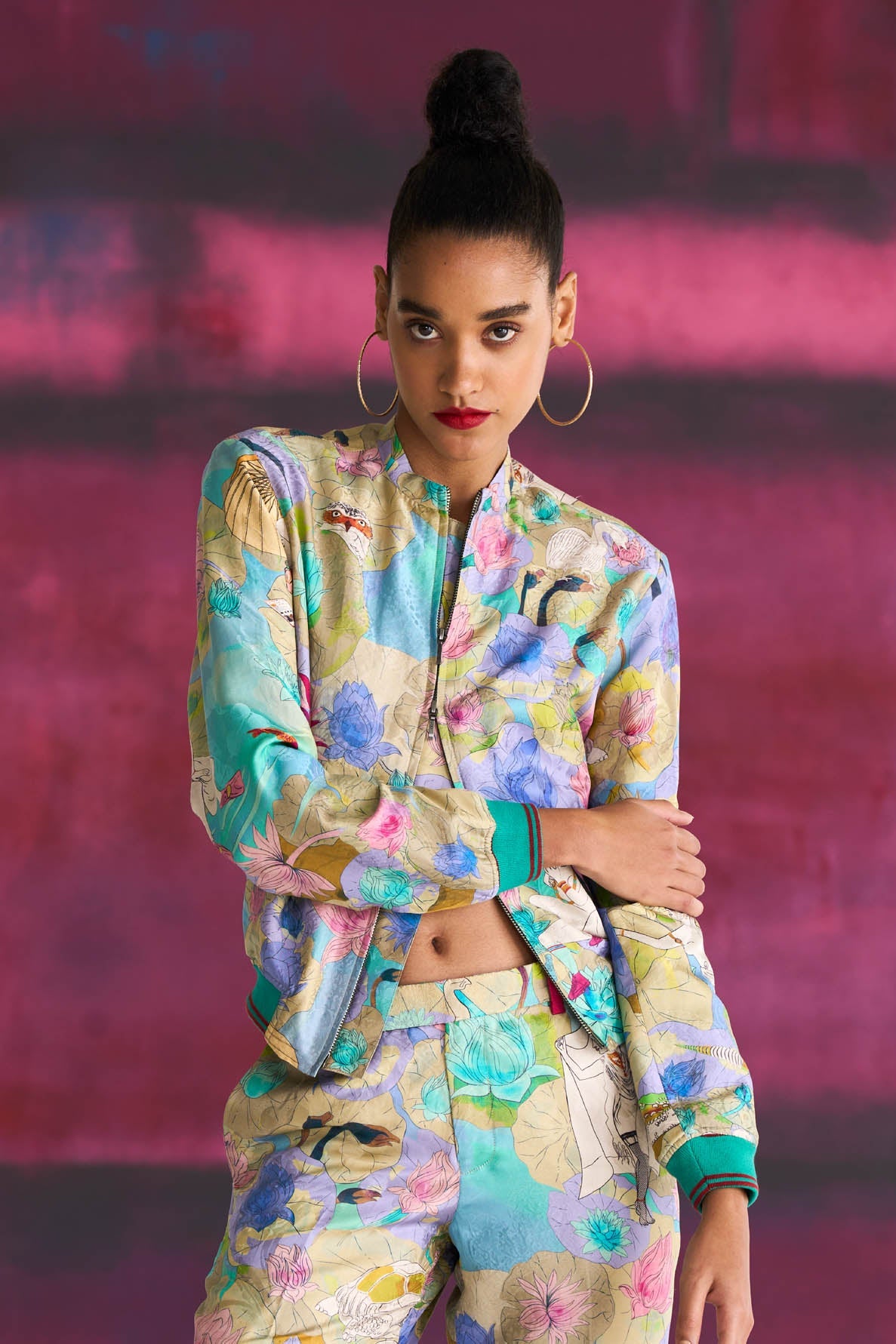 Jaanbaaz Bomber Jacket Silk Damask Purple